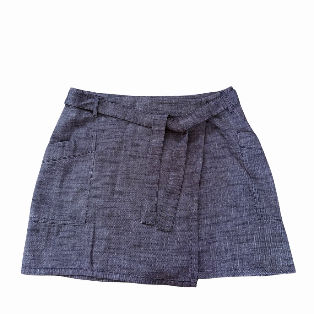Gap Navy Blue Wrap Skirt Small Academia Office‎ Core Nautical Preppy Denim Look